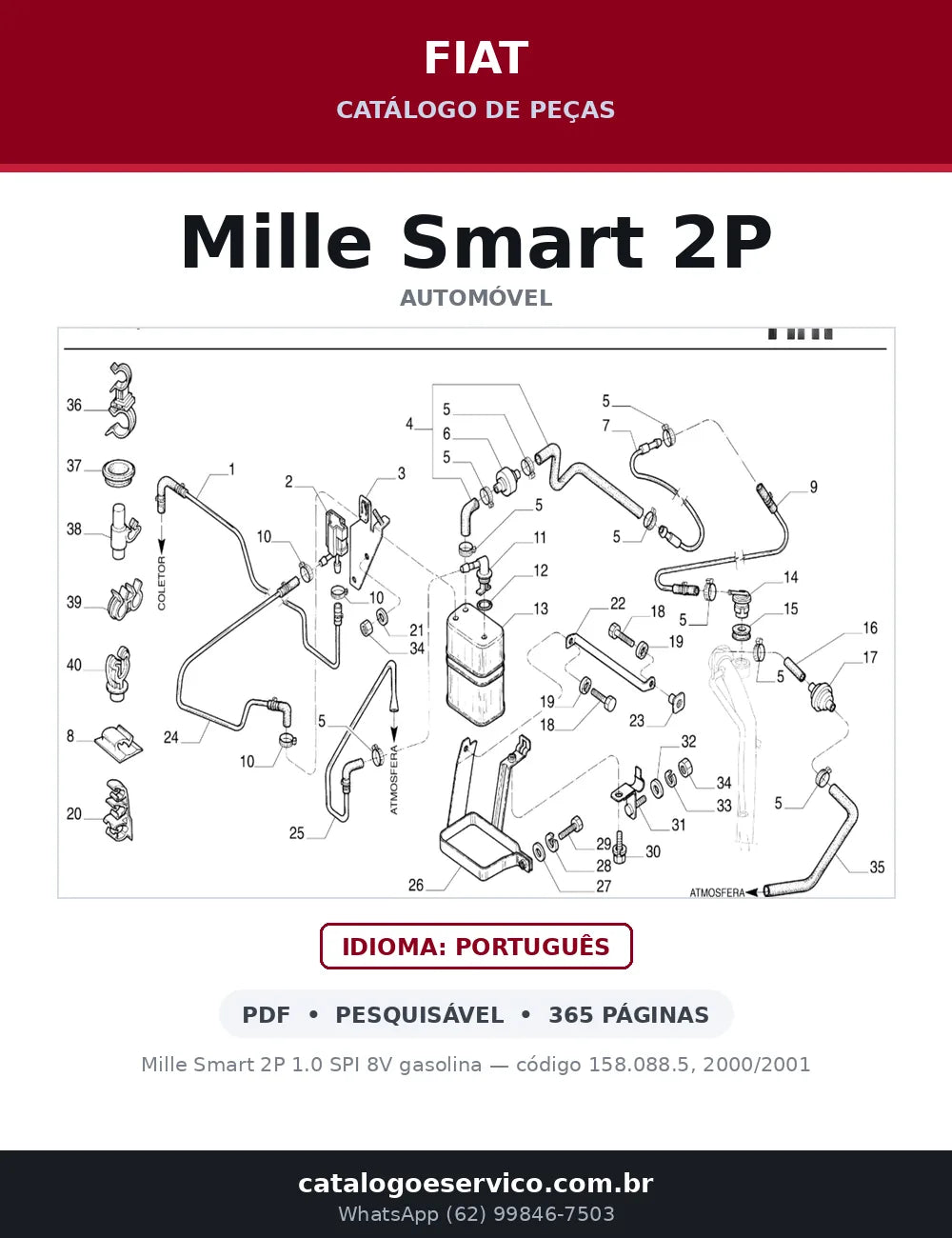 Catálogo de Peças Fiat Mille Smart 2P 1.0 SPI (2000-2001) — capa