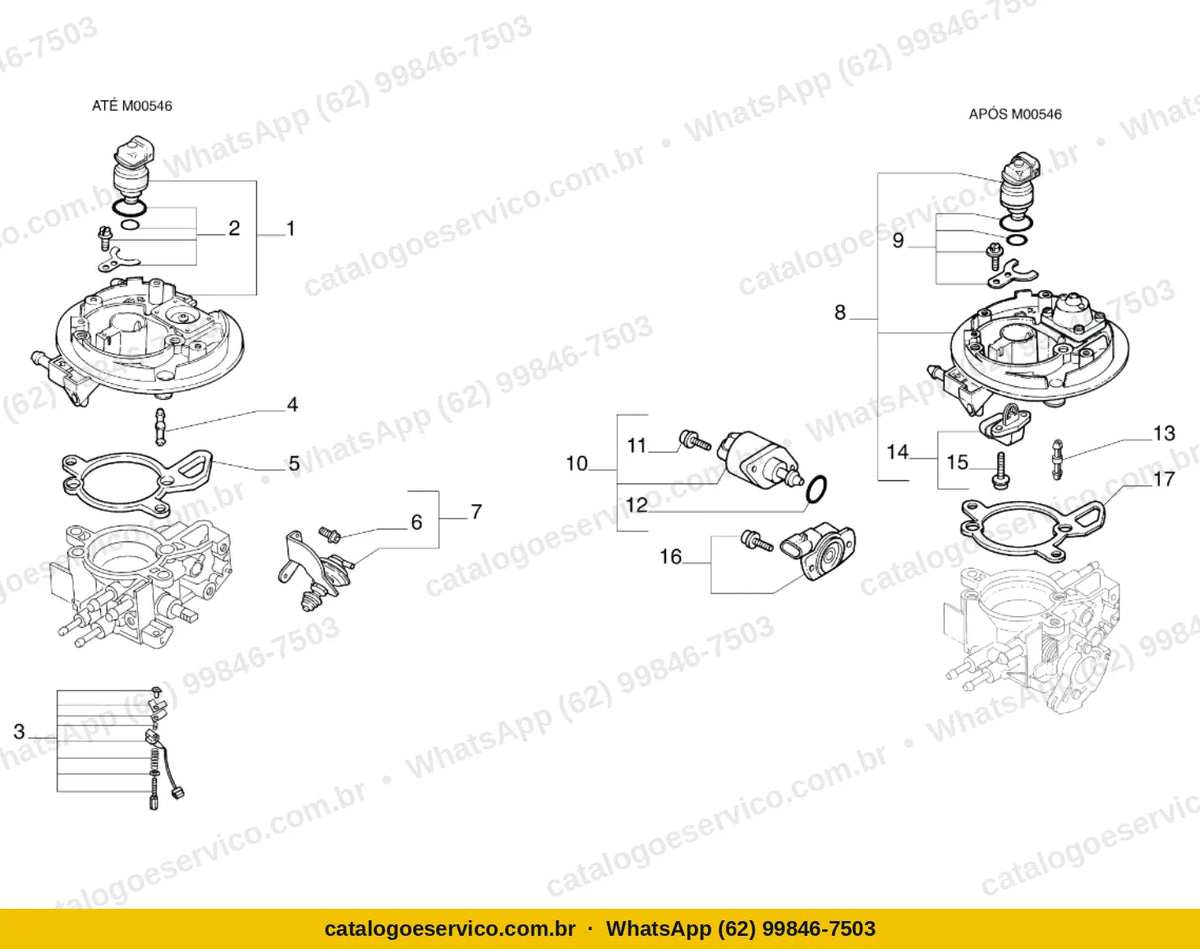 Vista explodida do Catálogo de Peças Fiat Mille SX 1.0 8V: Injeção do combustível