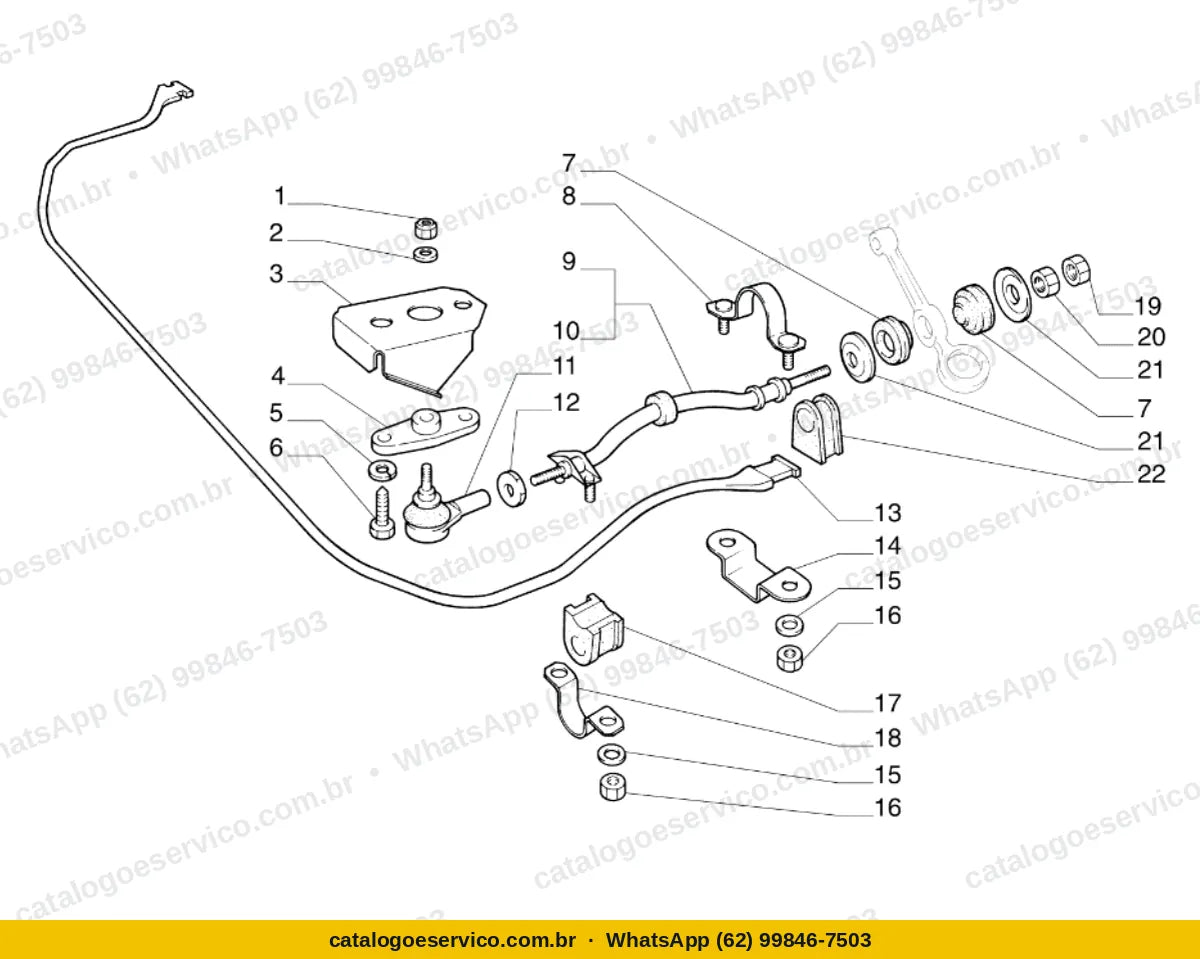 Vista explodida do Catálogo de Peças Fiat Mille SX 1.0 8V: Suspensão dianteira