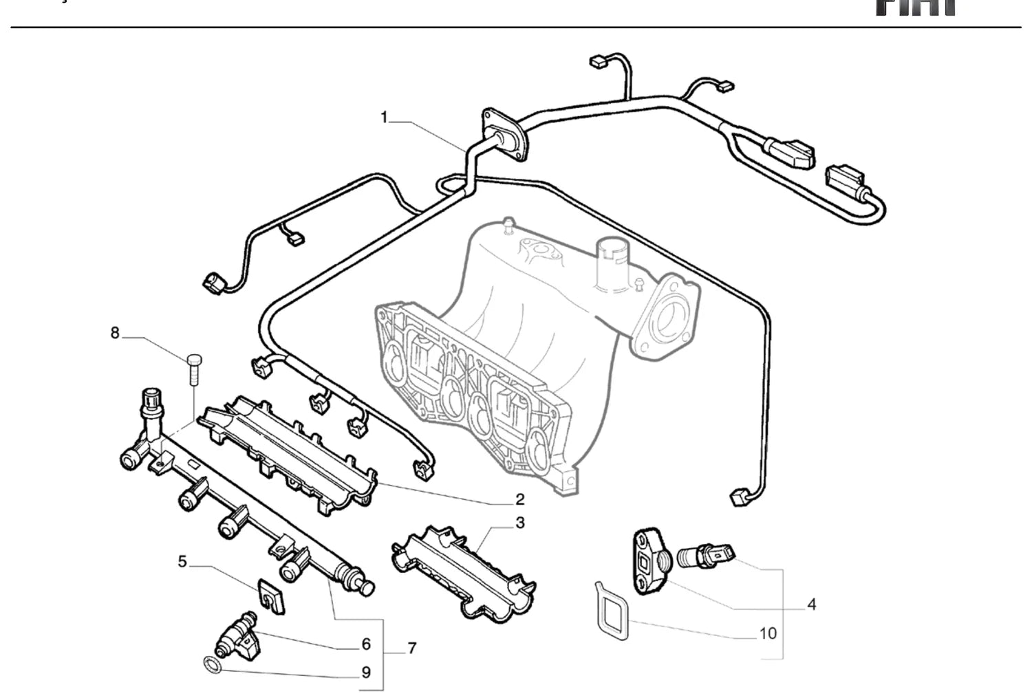 Catálogo de Peças Fiat Palio EX 4P 1.0 Fire (2001-2003) — vista explodida 1 (pág. 50 do PDF)