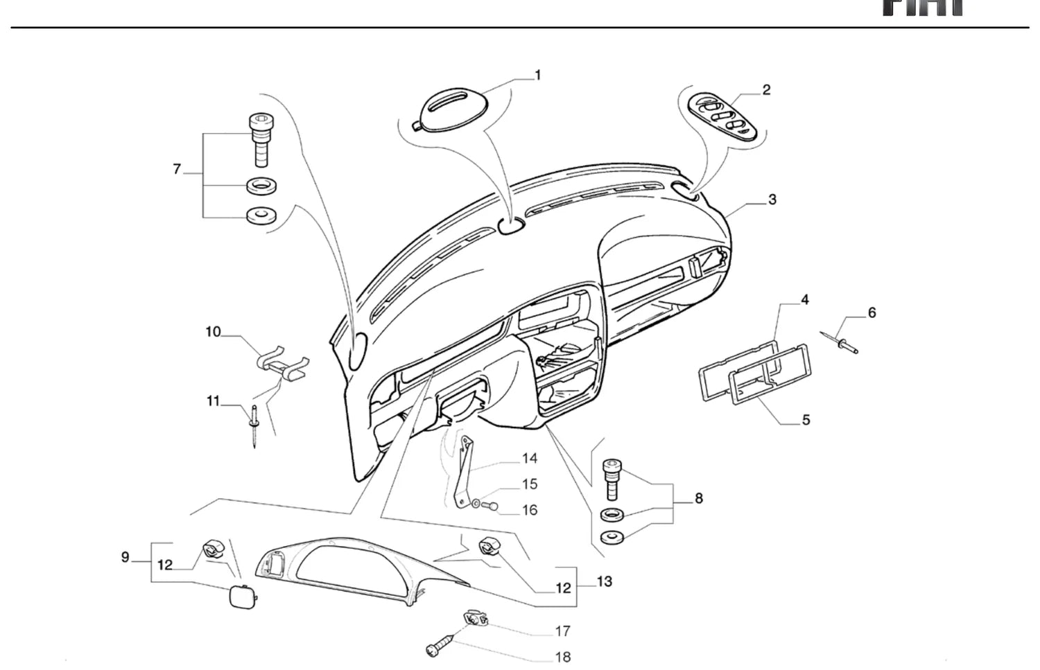 Catálogo de Peças Fiat Palio EX 4P 1.0 Fire (2001-2003) — vista explodida 3 (pág. 340 do PDF)