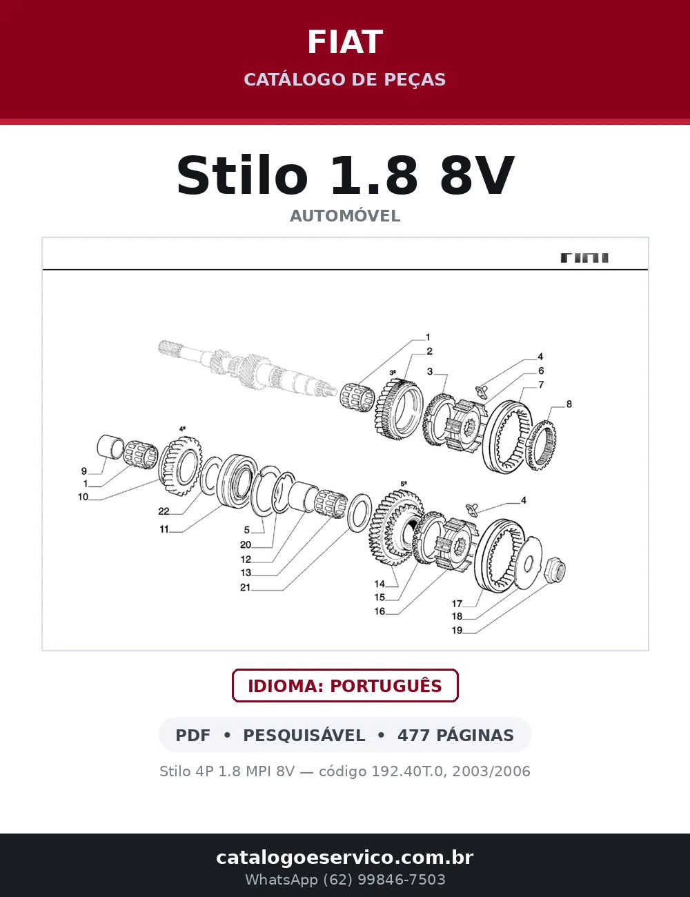 Catálogo de Peças Fiat Stilo 1.8 8V (2003-2006) — capa