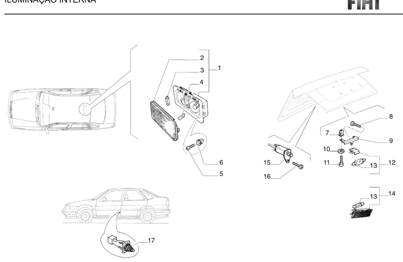 Detalhe de componentes ilustrados no Catálogo de Peças Fiat Tempra HLX 2.0 MPI 16V