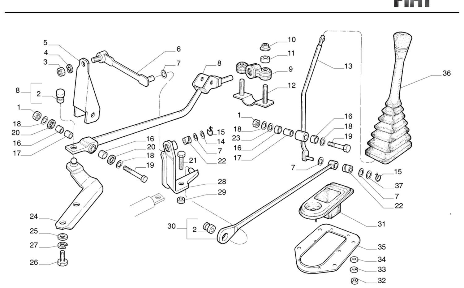 Catálogo de Peças Fiat Uno 1.5R 2P 1.5 8V (1989) — vista explodida 1 (pág. 96 do PDF)