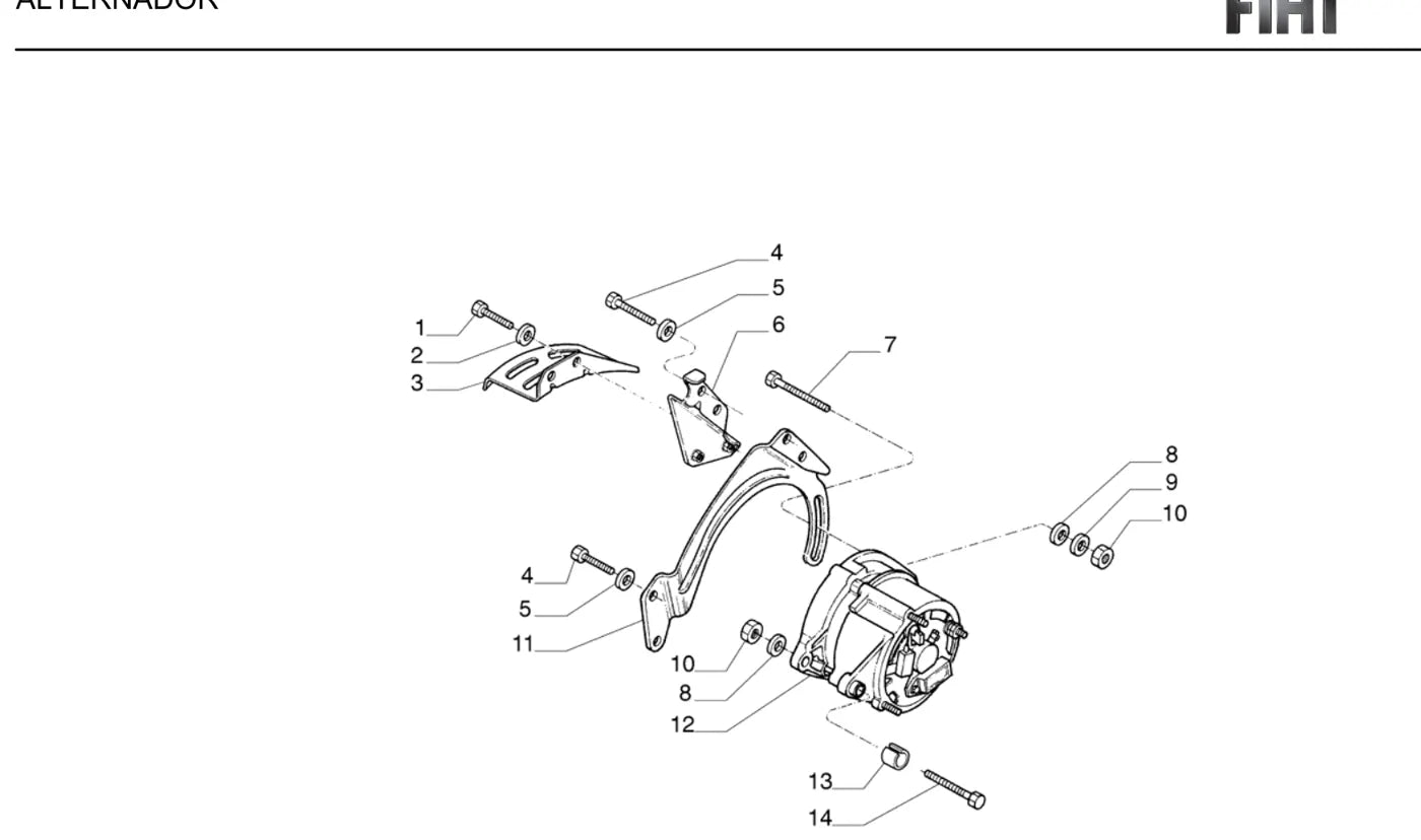 Detalhe de componentes ilustrados no Catálogo de Peças Fiat Uno 1.6 MPI 8V 4 portas