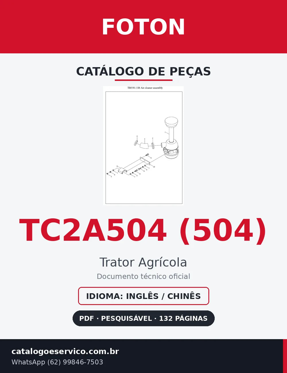 Capa Catálogo de Peças Foton TC2A504 (504) Trator Agrícola