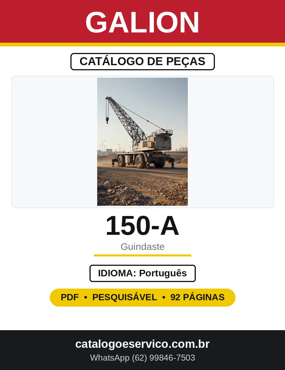 Manual e Catálogo de Peças Galion 150-A Guindaste — capa