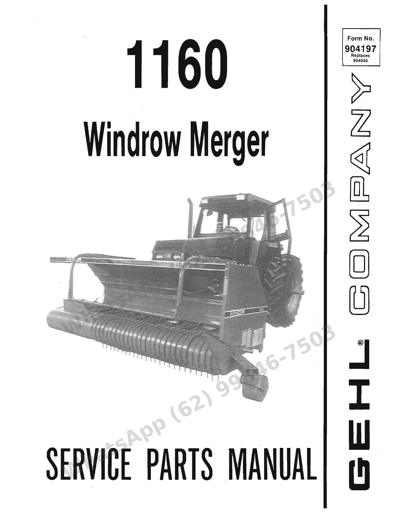 Catálogo de Peças GEHL 1160 Enleirador de Feno — vistas explodidas e códigos de peça com variações por número de série