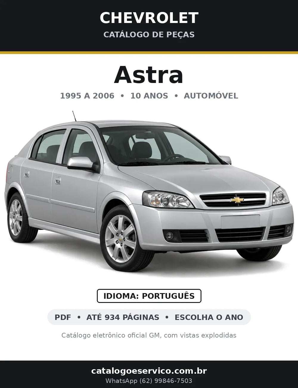 Capa do catálogo de peças Chevrolet Astra 1995 a 2006