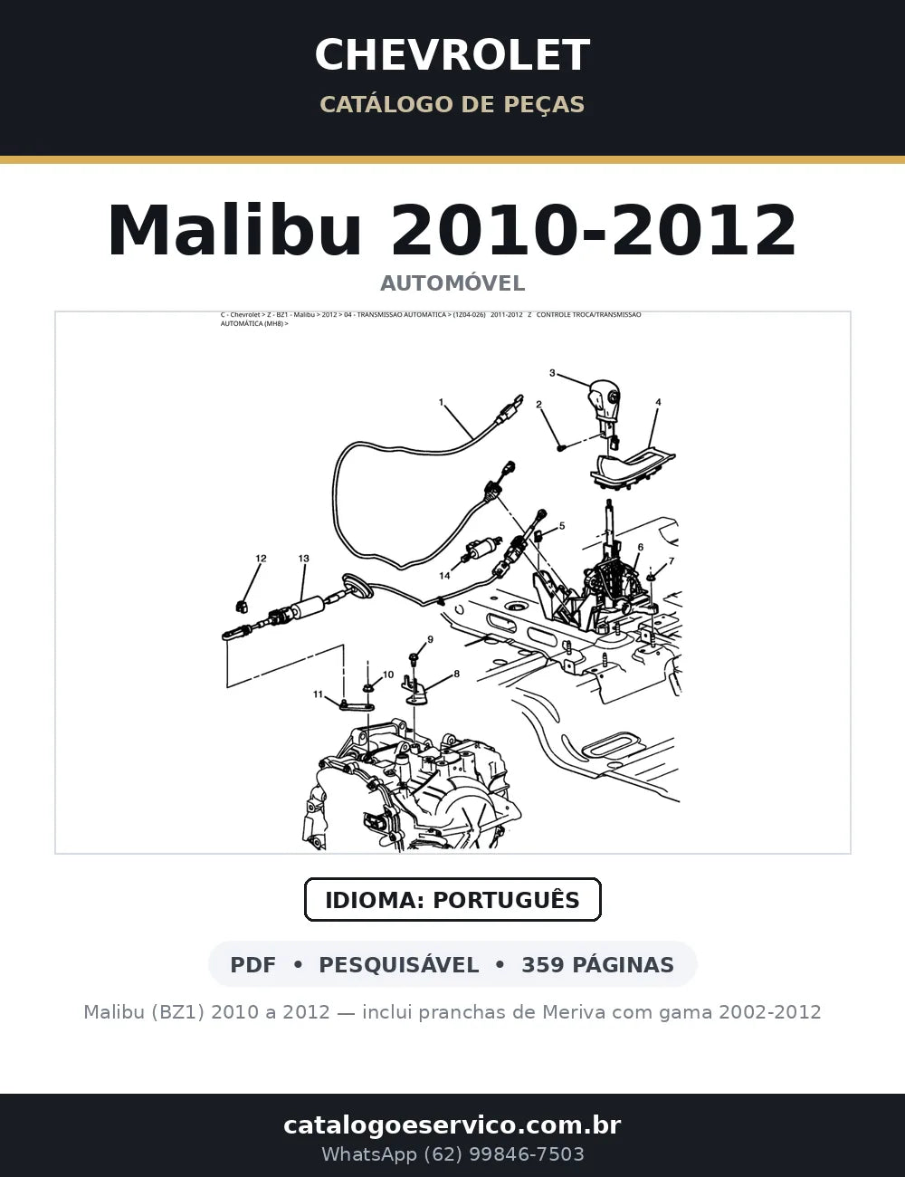 Catálogo de Peças Chevrolet Malibu 2010-2012 — capa