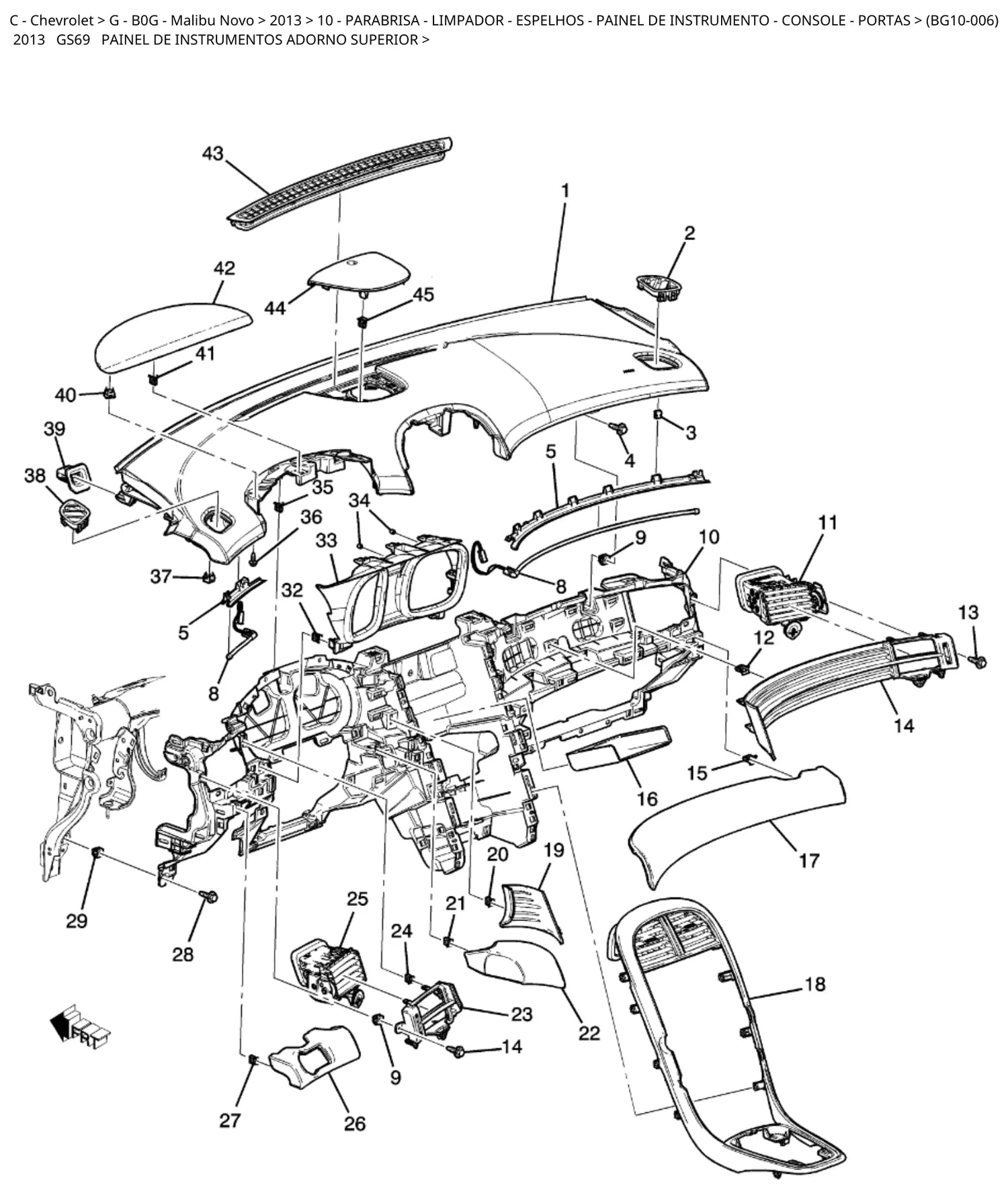 Catálogo de Peças Chevrolet Malibu 2013 — vista explodida 2 (pág. 364 do PDF)