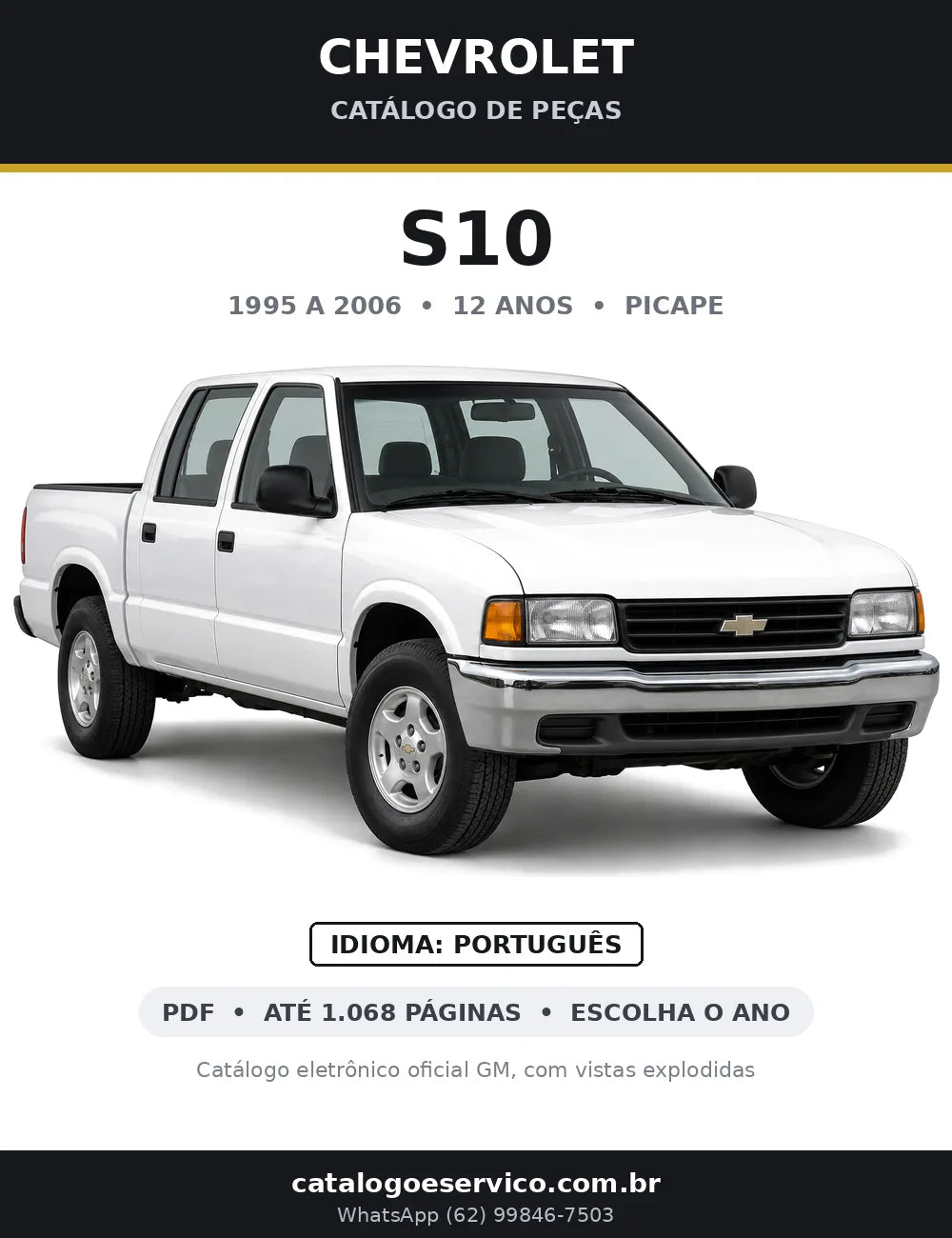 Capa do catálogo de peças Chevrolet S10 1995 a 2006