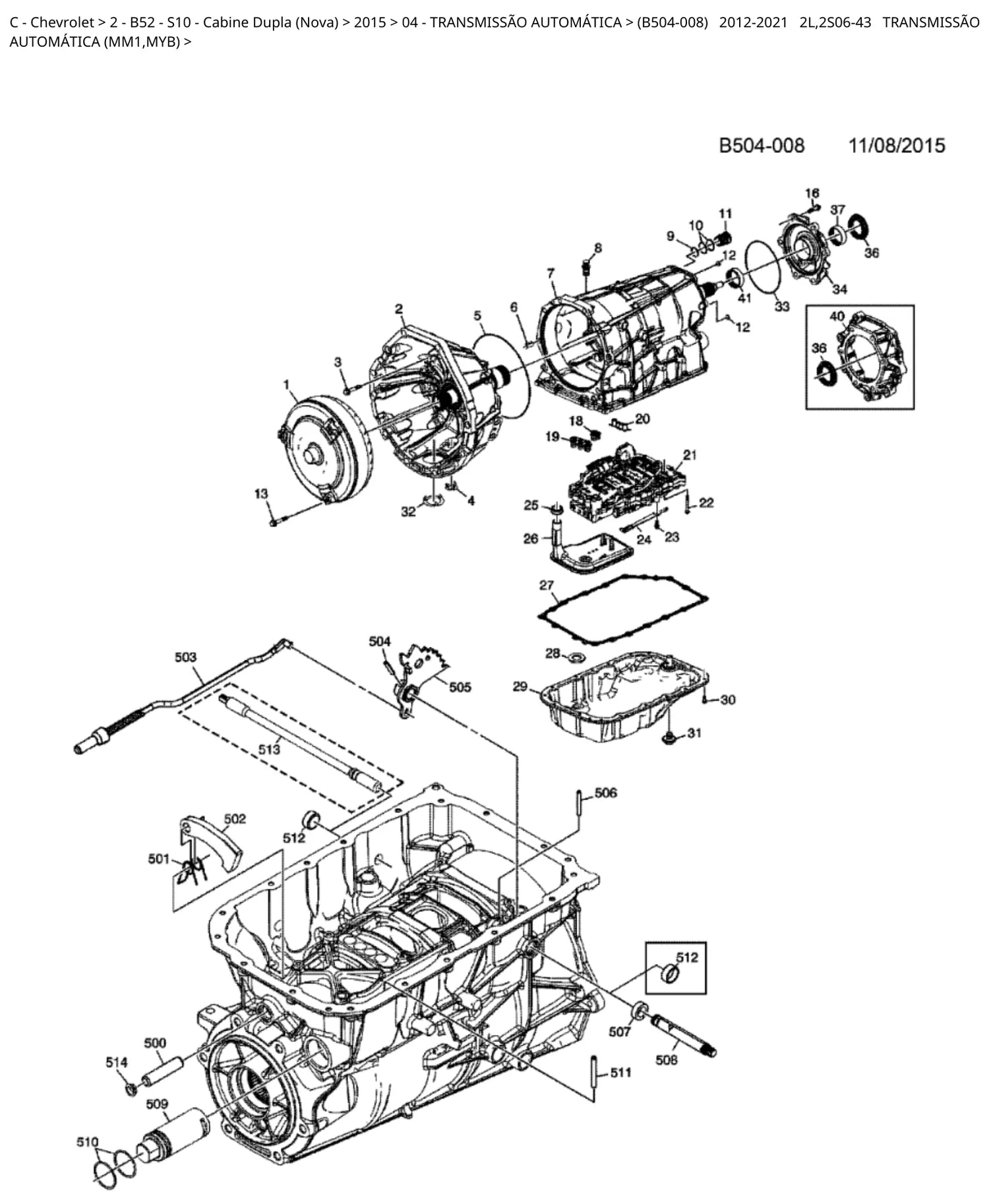 Catálogo de Peças Chevrolet Nova S10 Cabine Dupla 2012-2021 — vista explodida 2 (pág. 457 do PDF)