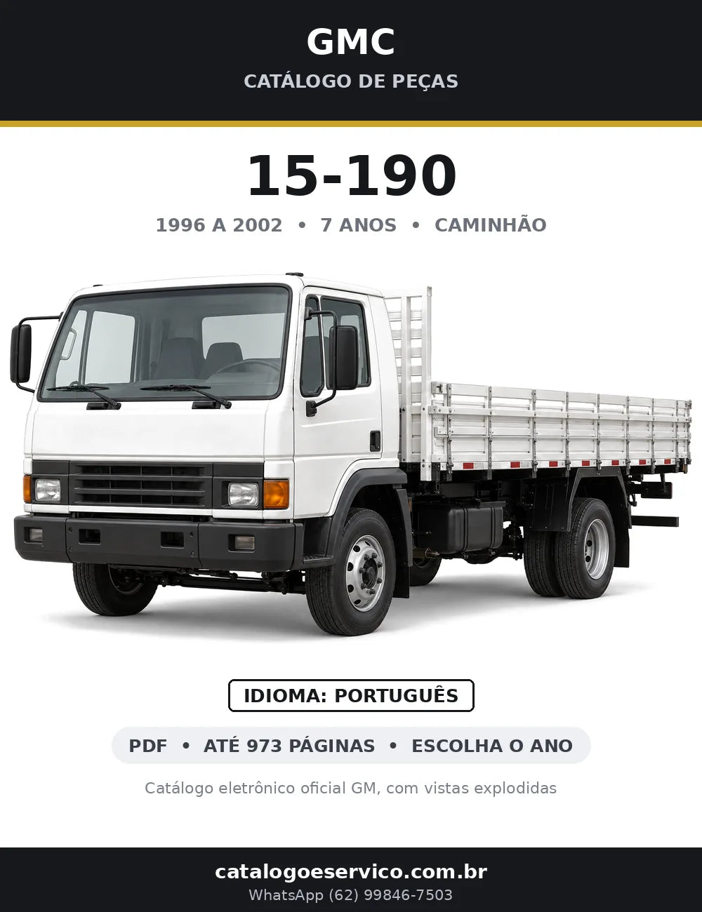 Capa do catálogo de peças GMC 15-190 1996 a 2002