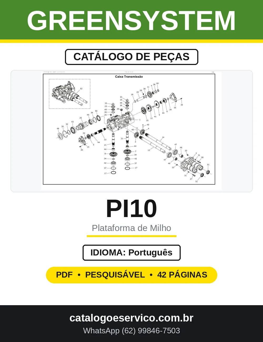 Catálogo de Peças GreenSystem PI10 Plataforma de Milho — capa