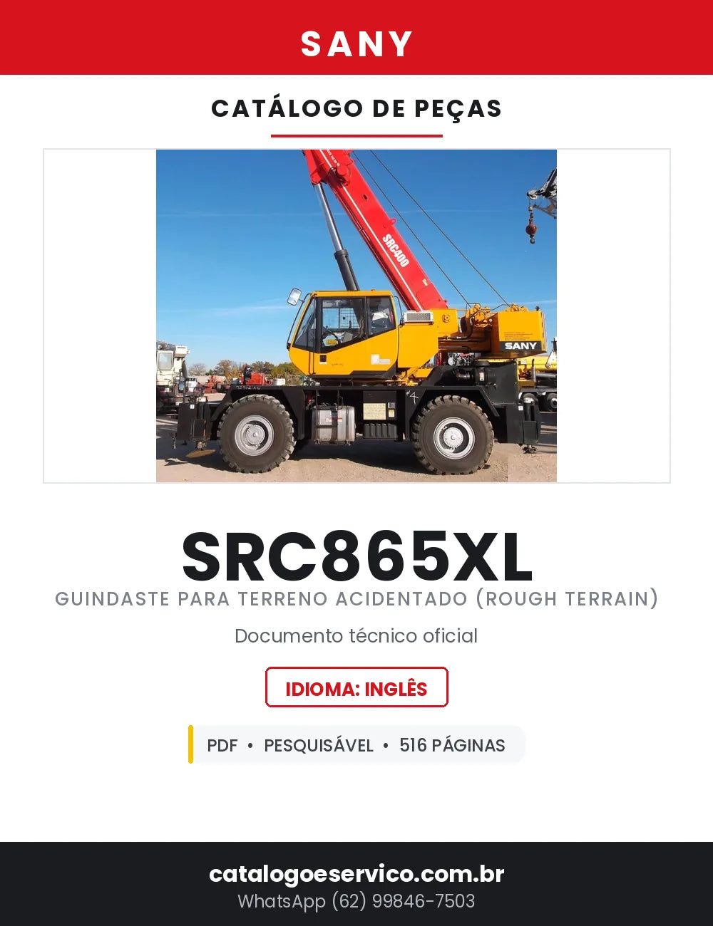 Catálogo de Peças SANY SRC865XL Guindaste para Terreno Acidentado — 516 Páginas em PDF — capa