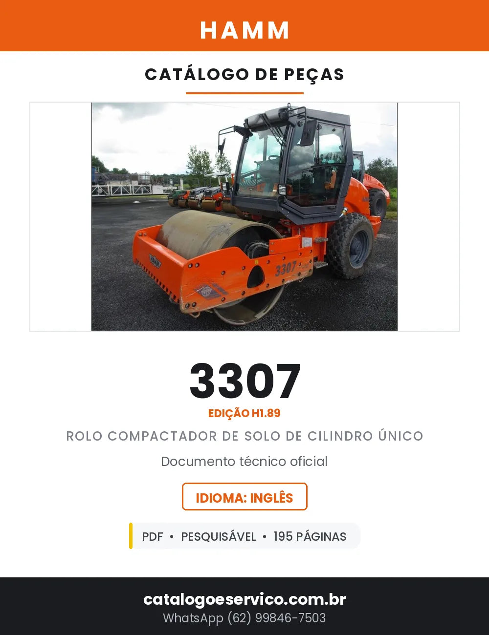 Catálogo de Peças HAMM 3307 Rolo Compactador de Solo — 195 Páginas em PDF — capa