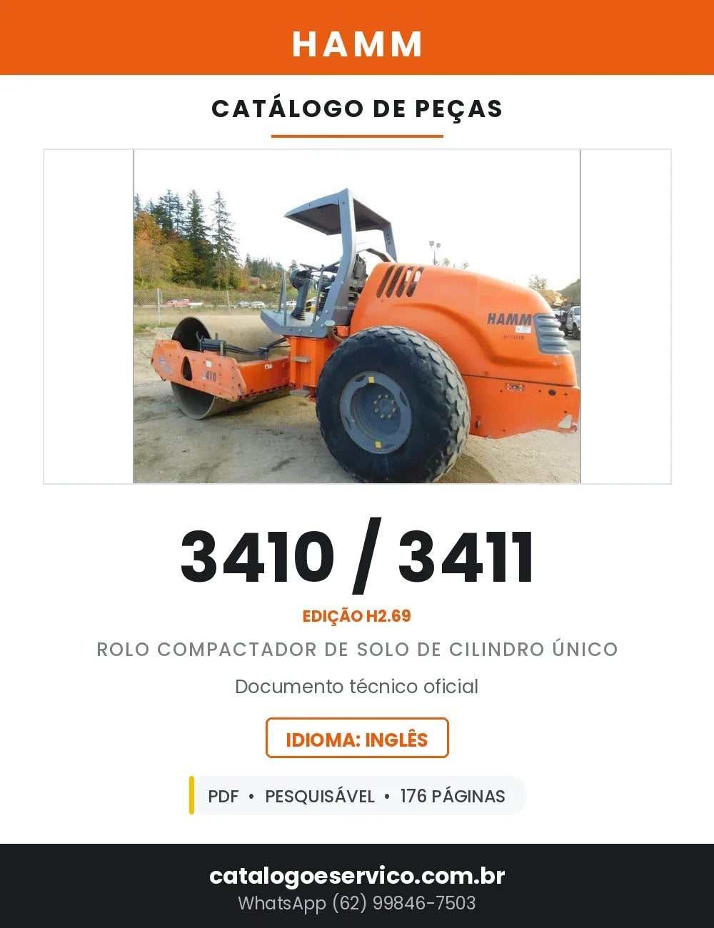 Catálogo de Peças HAMM 3410 e 3411 Rolo Compactador de Solo — 176 Páginas em PDF — capa