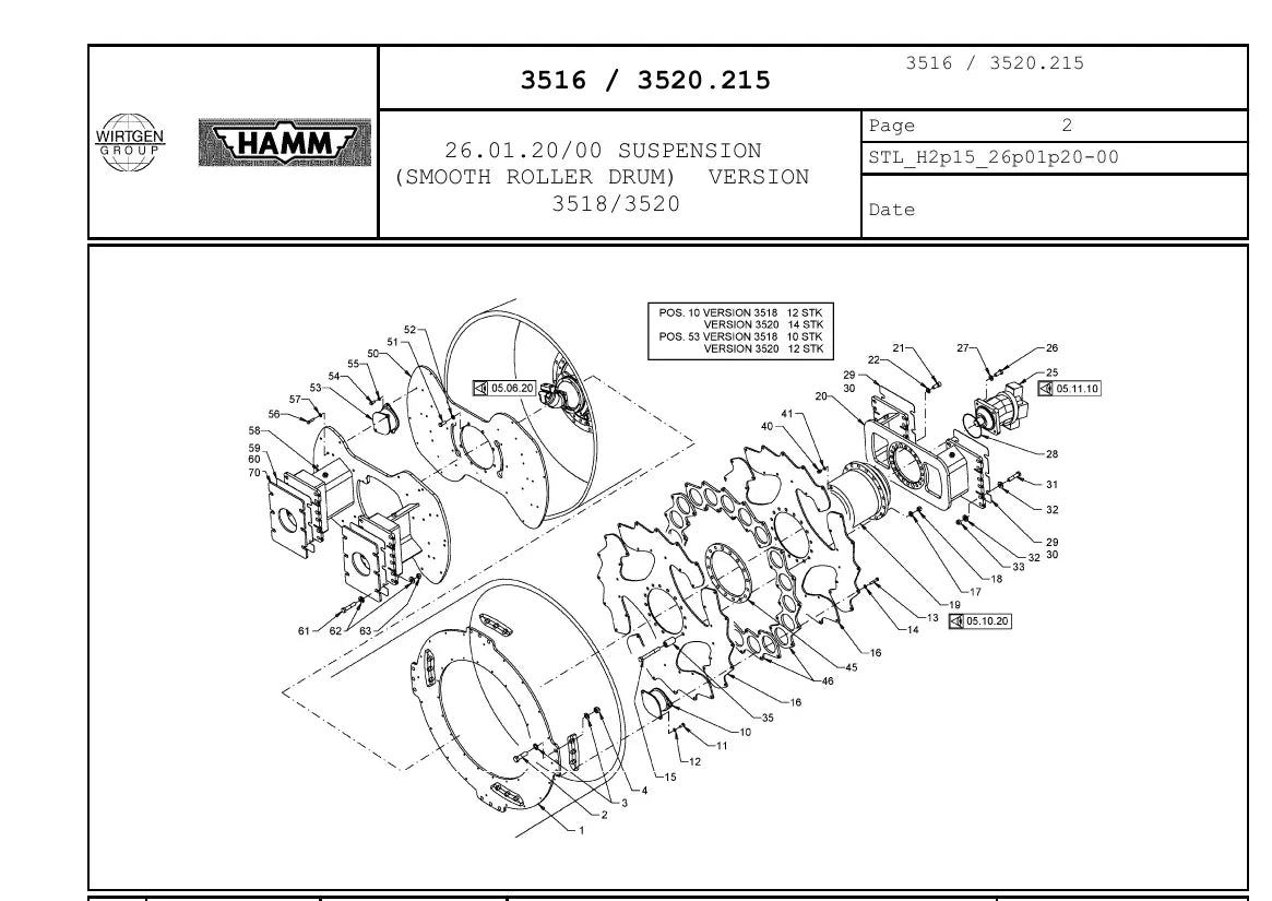 Catálogo de Peças HAMM 3516 / 3520 — vista interna 1