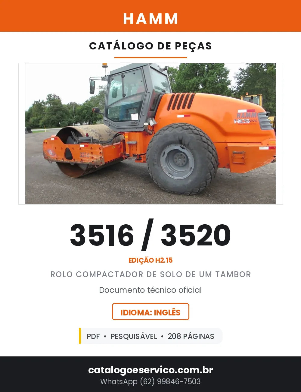 Catálogo de Peças HAMM 3516 / 3520 Rolo Compactador de Solo — 208 Páginas em PDF — capa