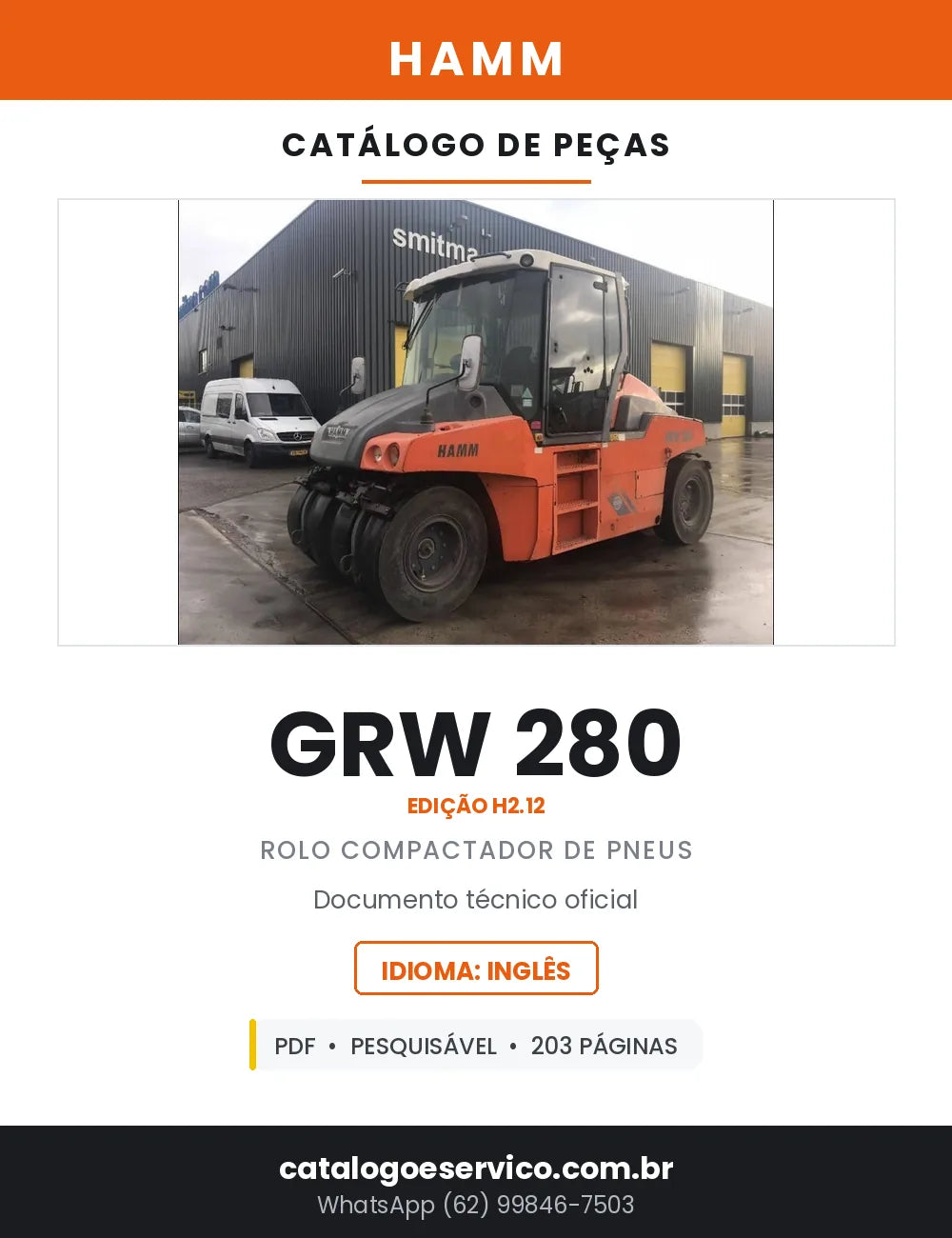 Catálogo de Peças HAMM GRW 280 Rolo Compactador de Pneus — 203 Páginas em PDF — capa