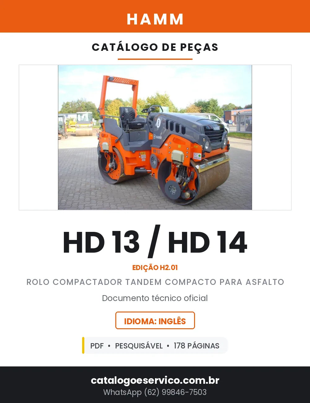 Catálogo de Peças HAMM HD 13 / HD 14 Rolo Compactador Tandem — 178 Páginas em PDF — capa