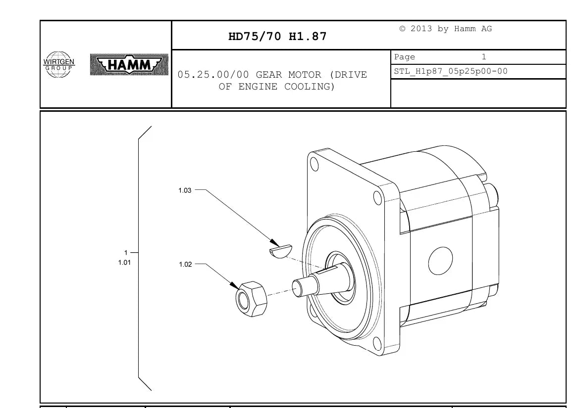 Catálogo de Peças HAMM HD 70 / HD 75 — vista interna 1