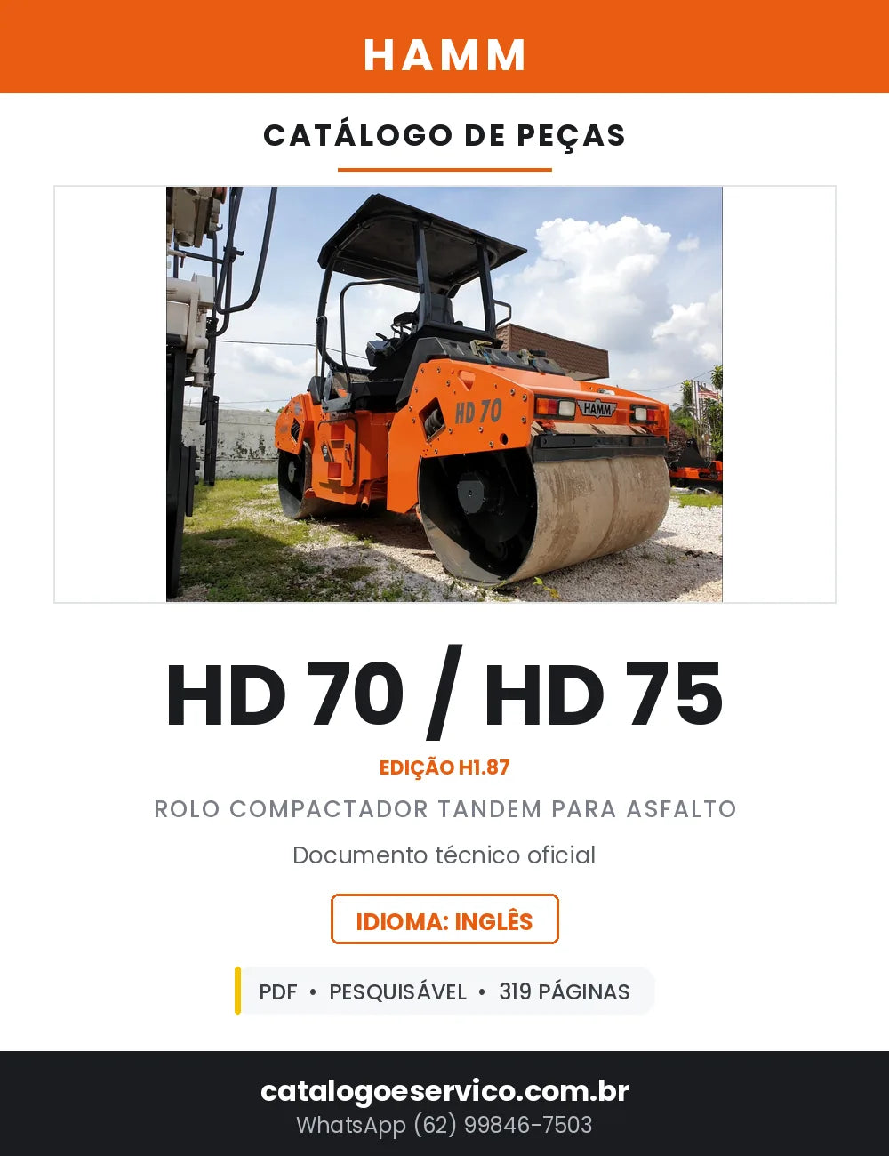 Catálogo de Peças HAMM HD 70 / HD 75 Rolo Compactador Tandem — 319 Páginas em PDF — capa