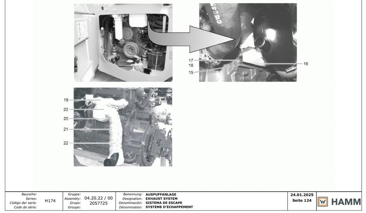 Catálogo de Peças Hamm HD 90 e HD 110 (H174) — versões K, O90V, 90.4 ASC, HV e VHV — amostra 2 de página interna do documento
