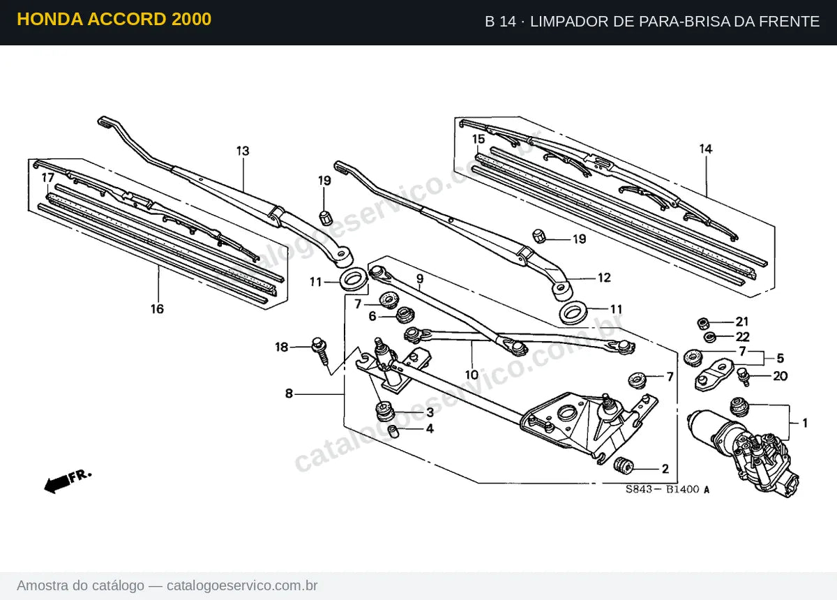 Vista explodida Limpador De Para-Brisa Da Frente — Honda Accord 2000