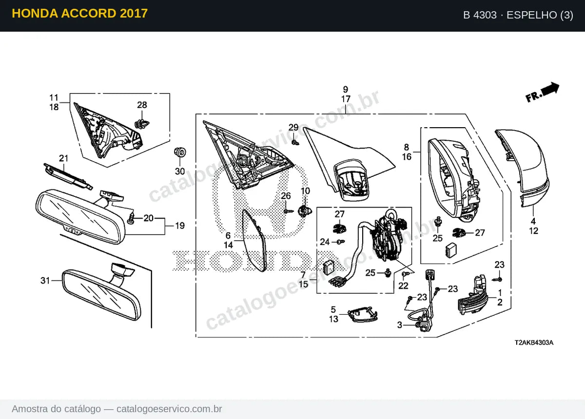Vista explodida Espelho (3) — Honda Accord 2017