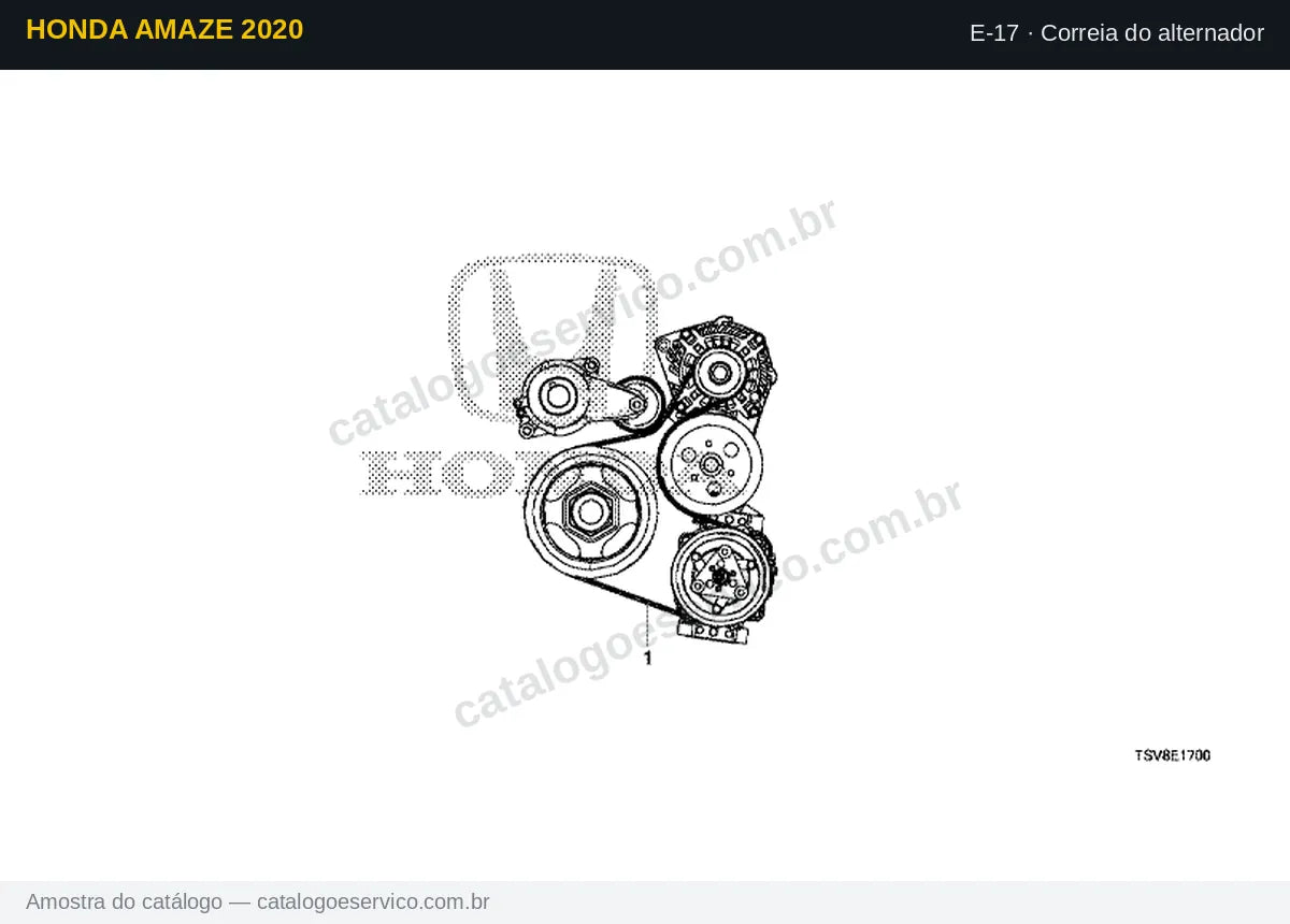 Vista explodida Correia do alternador — Honda Amaze 2020