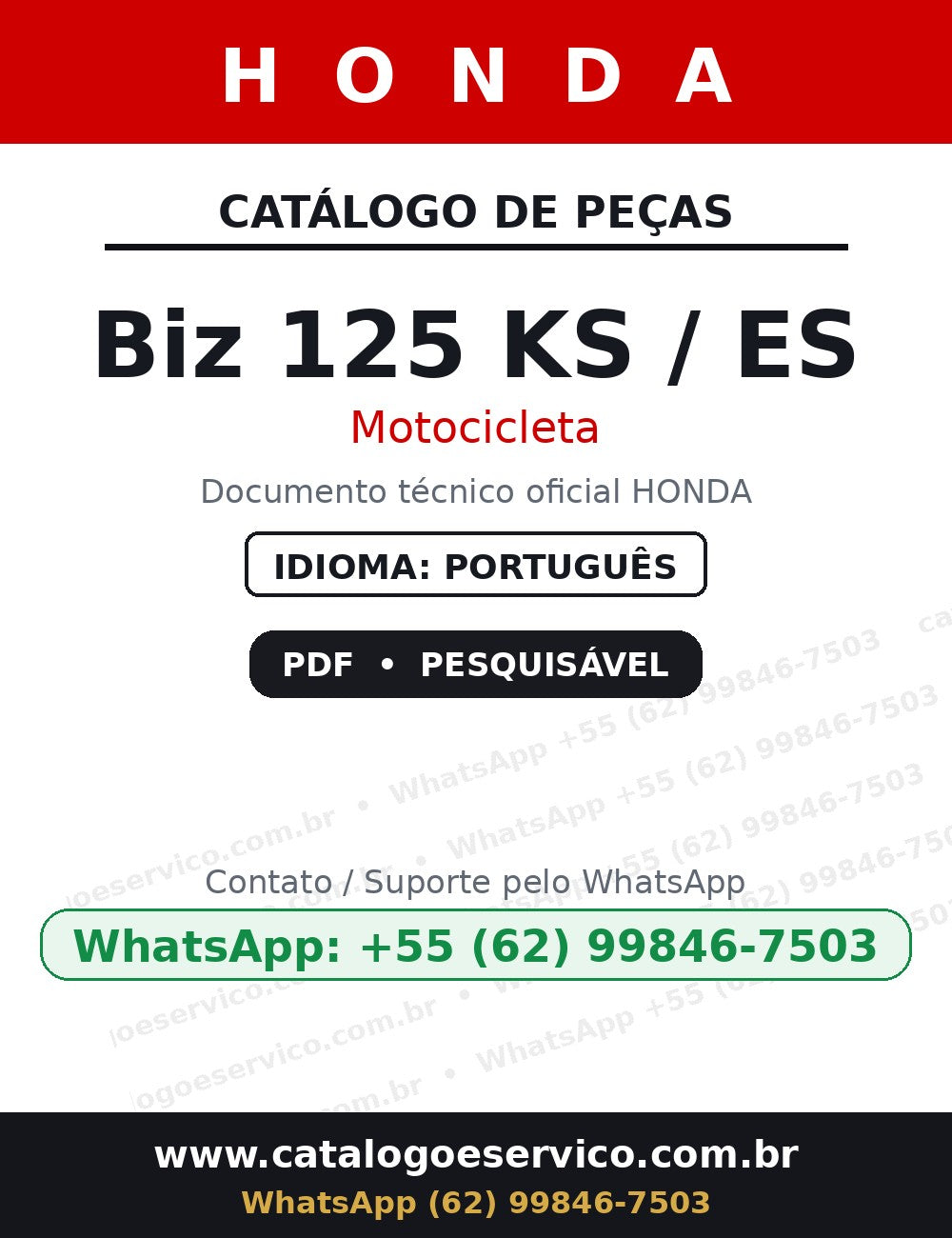 HONDA Biz 125 KS / ES — Catálogo de Peças