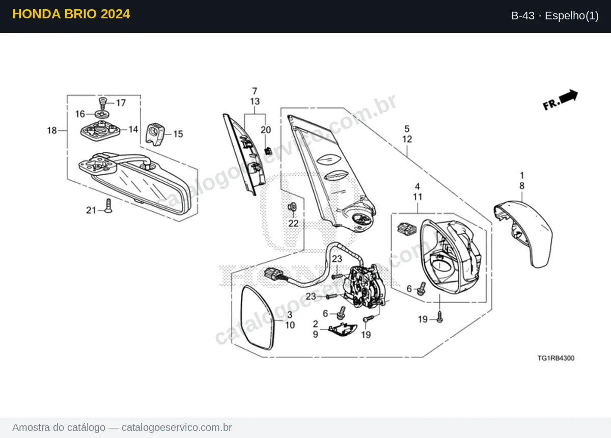 Vista explodida Espelho(1) — Honda Brio 2024