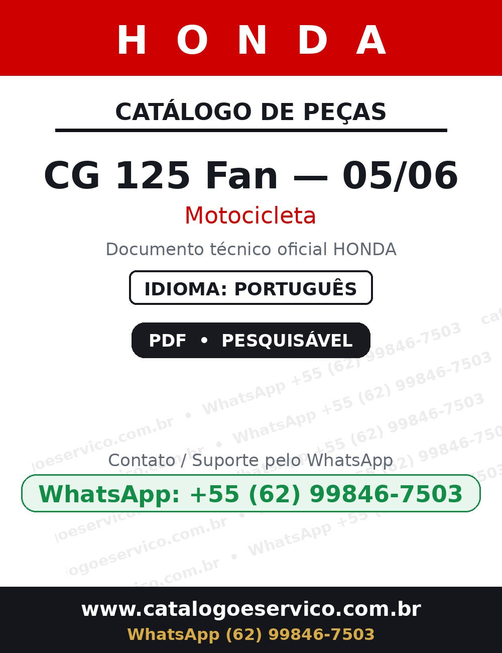 Catálogo De Peças Honda Cg125 Fan 05 06 — capa