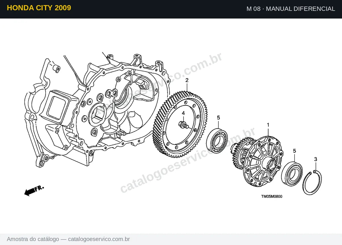 Vista explodida Manual Diferencial — Honda City 2009