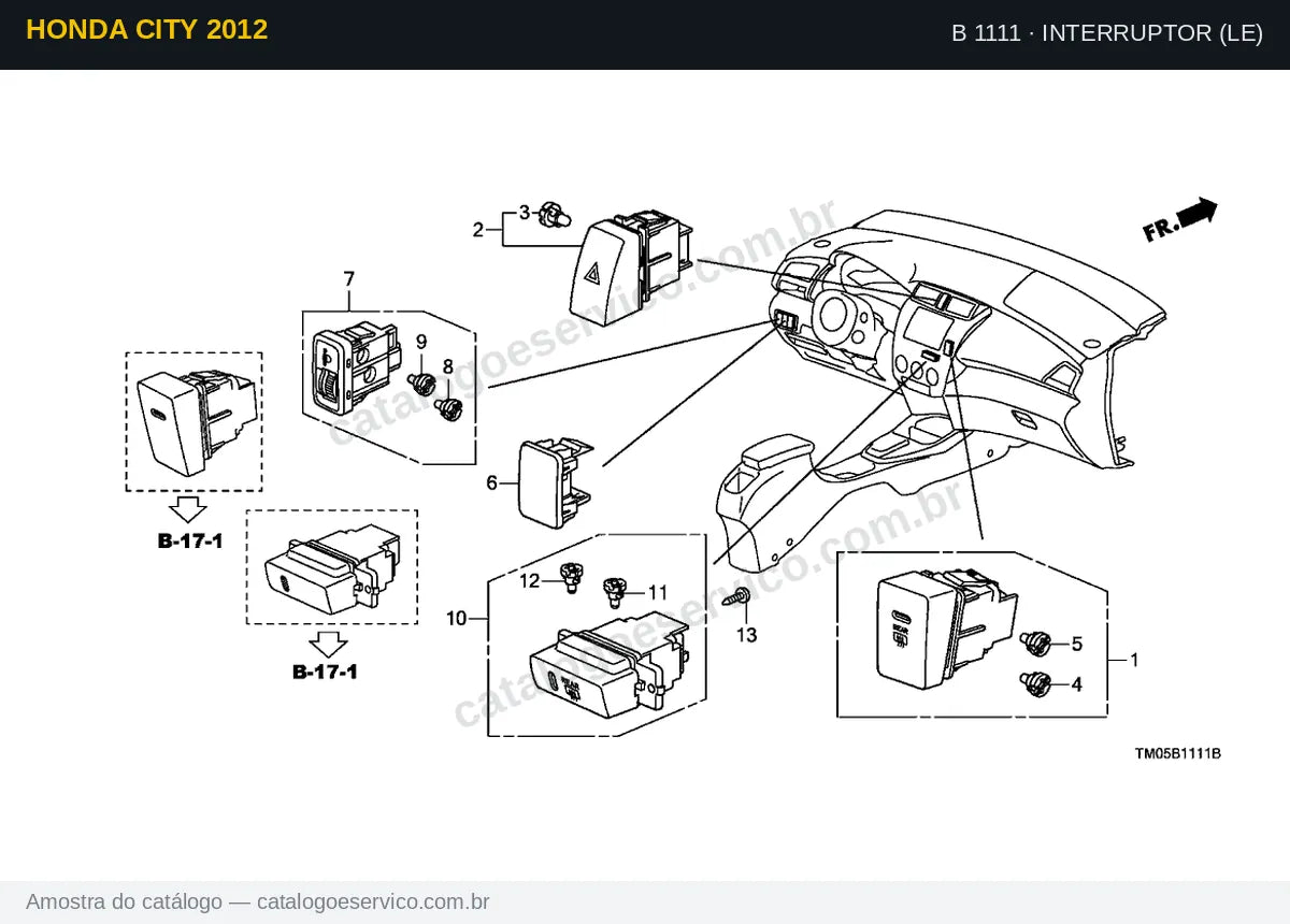 Vista explodida Interruptor (Le) — Honda City 2012
