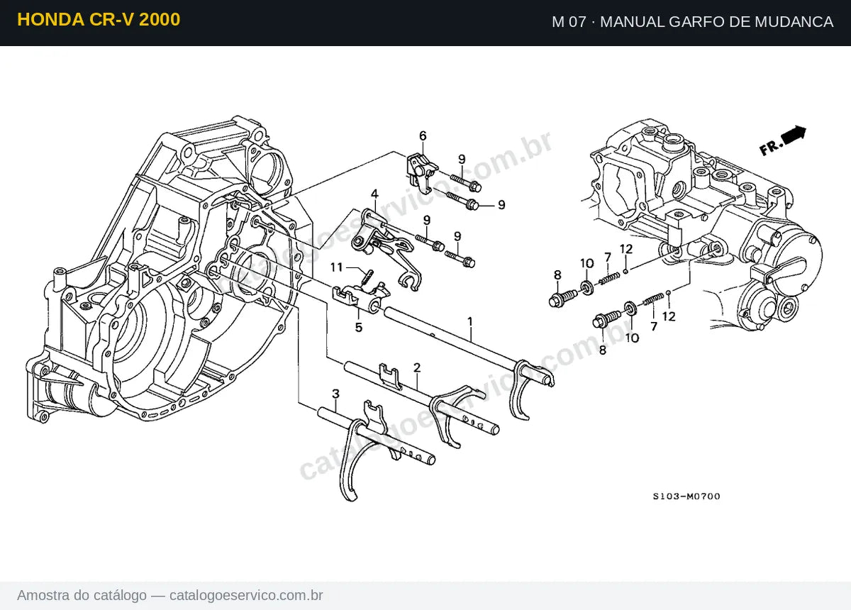 Vista explodida Manual Garfo De Mudanca — Honda CR-V 2000