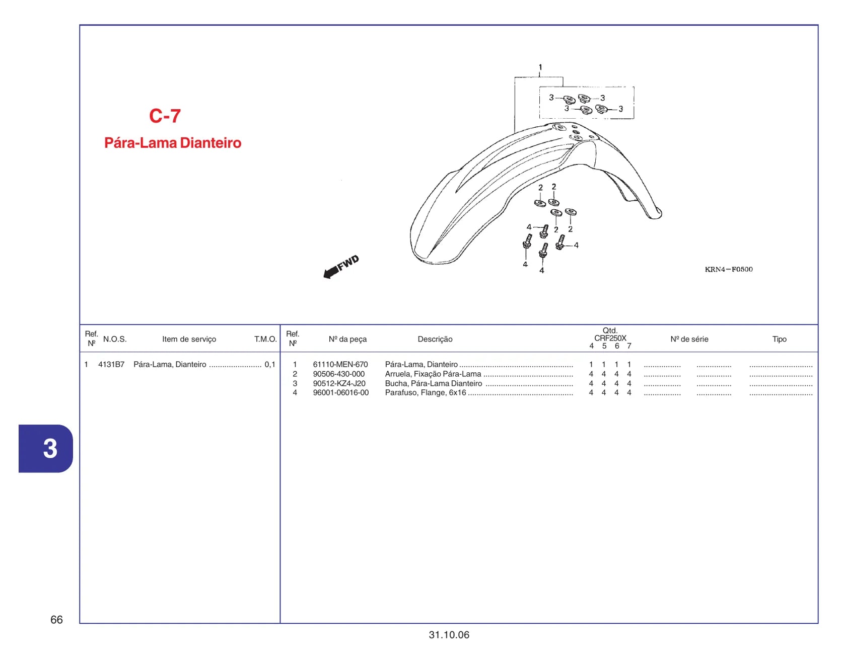 Catálogo De Peças Honda Crf250x 2004-2007 — vista explodida (detalhe)