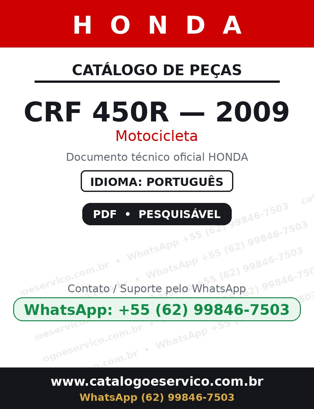 HONDA CRF 450R — 2009 — Catálogo de Peças