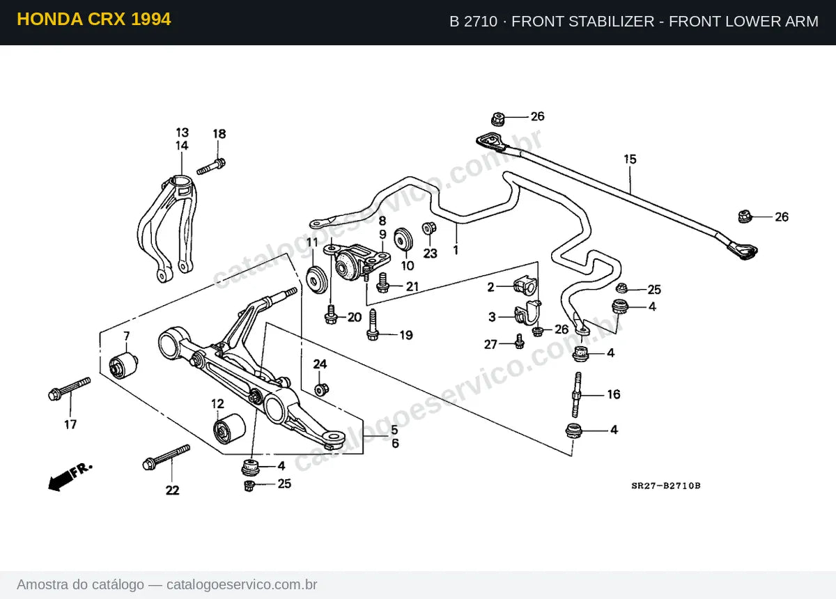 Vista explodida Front Stabilizer - Front Lower Arm — Honda CRX del Sol 1994