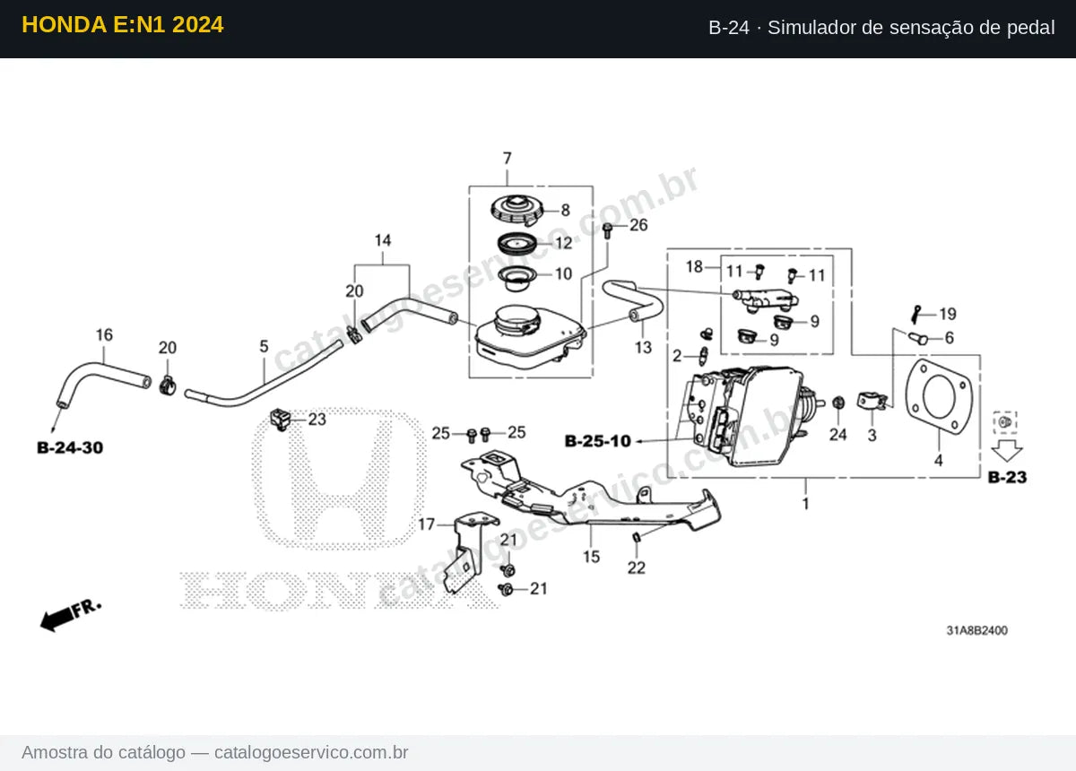 Vista explodida Simulador de sensação de pedal — Honda e:N1 2024