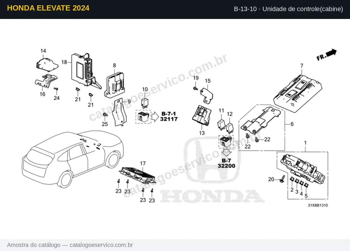Vista explodida Unidade de controle(cabine) — Honda Elevate 2024