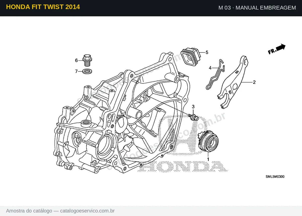 Vista explodida Manual Embreagem — Honda Fit Twist 2014
