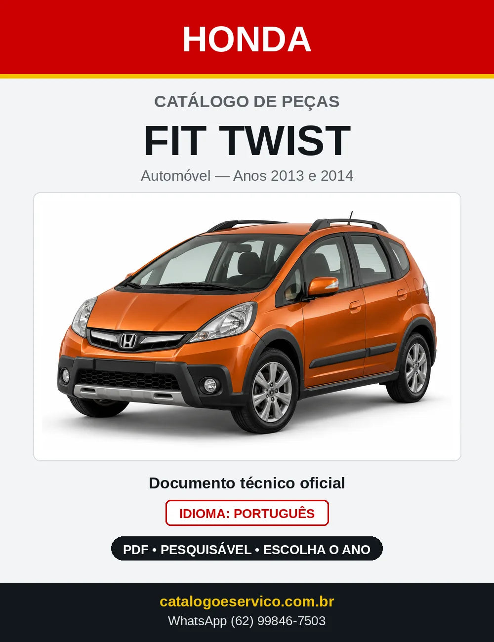 Capa do Catálogo de Peças Honda Fit Twist 2013 e 2014 em PDF
