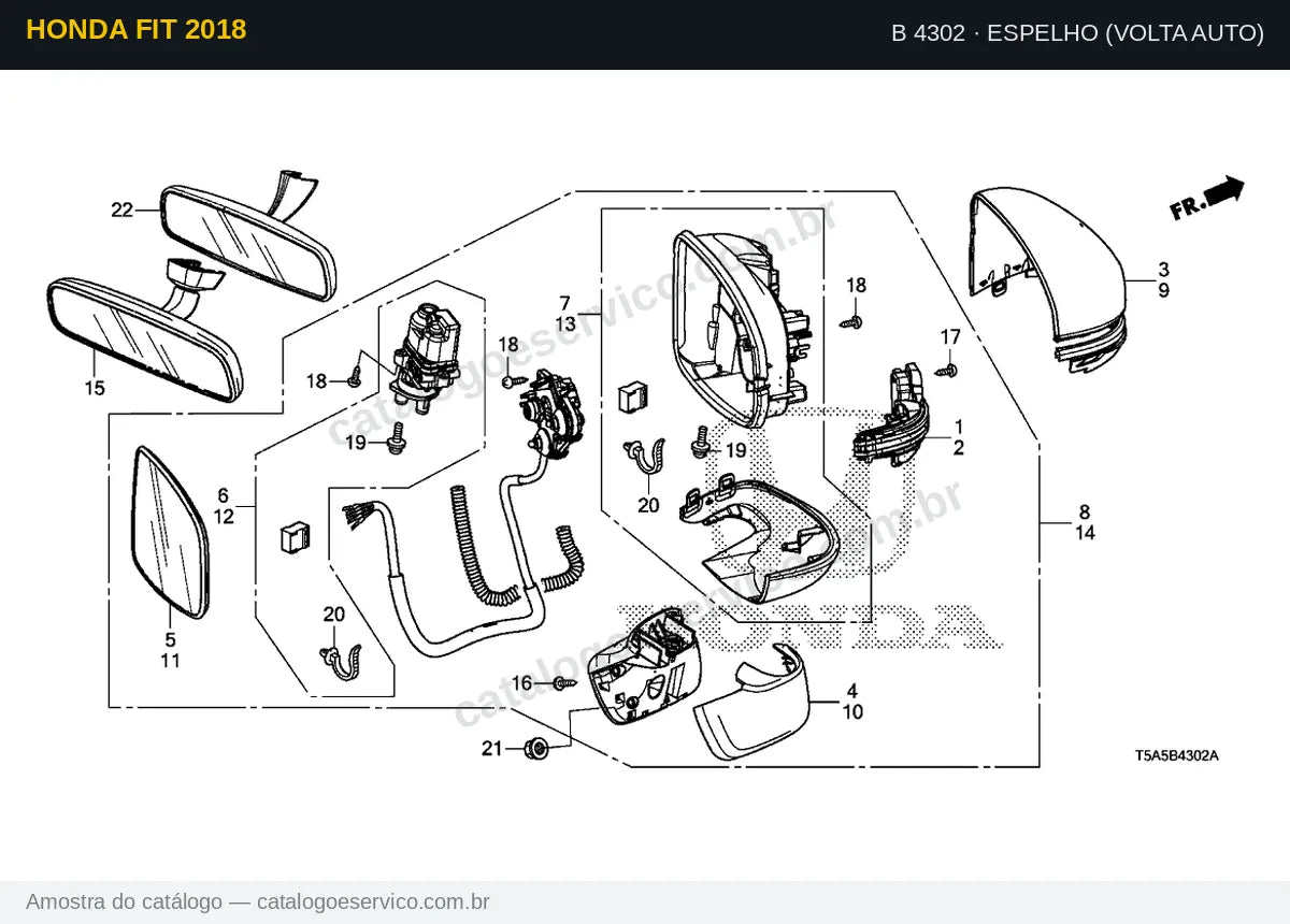 Vista explodida Espelho (Volta Auto) — Honda Fit 2018