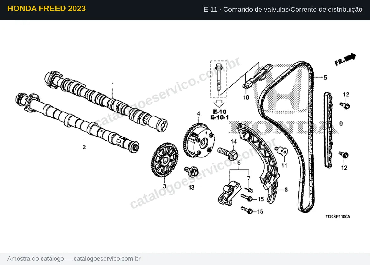 Vista explodida Comando de válvulas/Corrente de distribuição — Honda Freed 2023