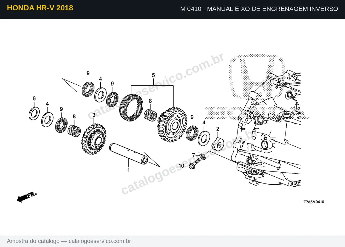 Vista explodida Manual Eixo De Engrenagem Inverso — Honda HR-V 2018