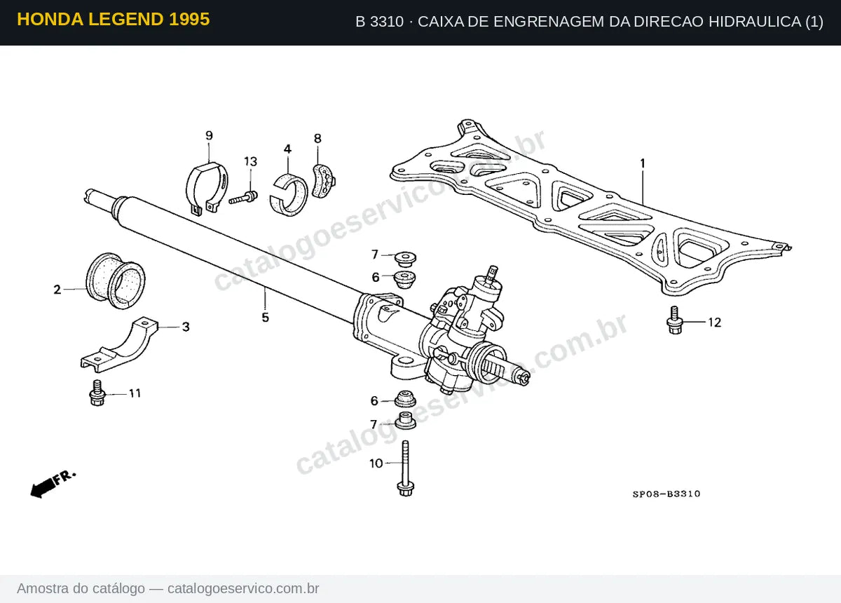 Vista explodida Caixa De Engrenagem Da Direcao Hidraulica (1) — Honda Legend 1995
