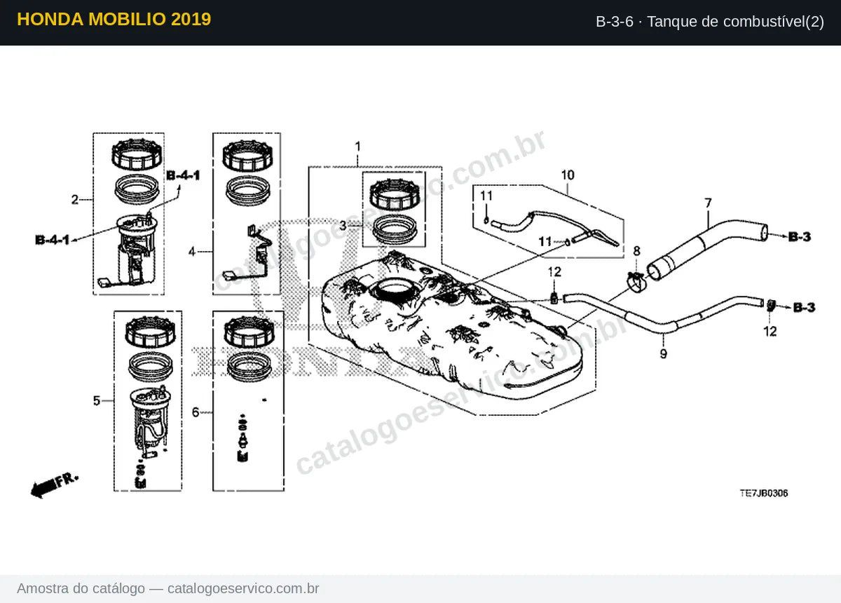 Vista explodida Tanque de combustível(2) — Honda Mobilio 2019
